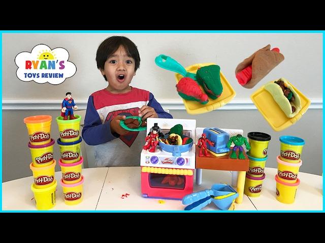 Play Doh Meal Makin Kitchen Playset Toys For Kids! Pretend Play Food DIY Breakfast Sweet Treats