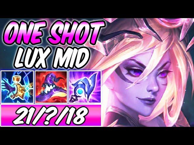 *21 KILLS* S+ LUX MID DARK HARVEST ONE-SHOT DARK Cosmic Lux | Best Build & Runes -League of Legends