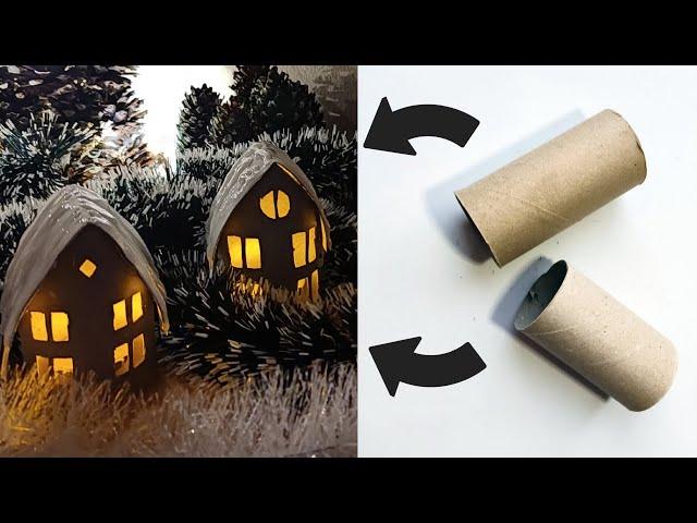 Winter Houses Made From Toilet Paper Rolls / DIY Christmas Decorations / New Year's Handmade Crafts