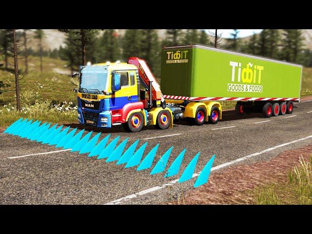 Trucks vs Spikes #4 | BeamNG.DRIVE