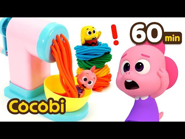 Let's Play with Rainbow Play-Doh Noodles! Color Videos For Kids | Compilation | Cocobi