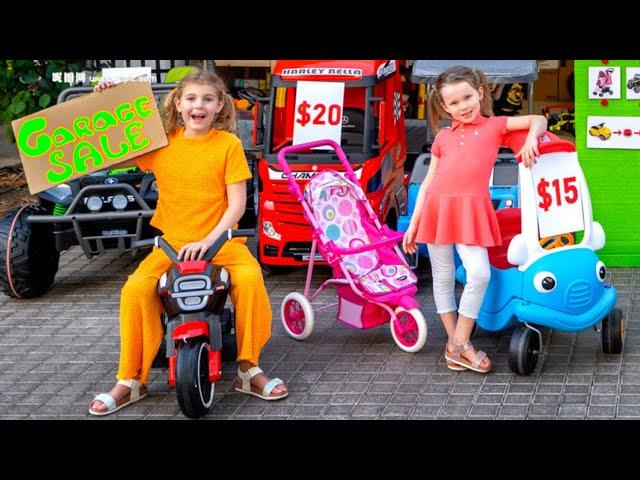 Vania Mania Kids Teach How to Sell Old Cars at Garage Sale to Buy a New Bike