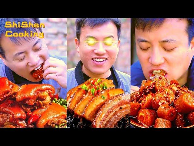 Cooking and Eating Pig Offal&Pork Recipes 2.0  |Village Funny Mukbang |  Grilled Stone Food