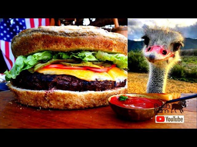 GIANT Ostrich BURGER on a SPADE!