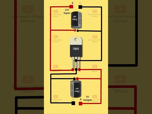 12V to 5V Converter Circuit | 7805 Voltage Regulator #electronic