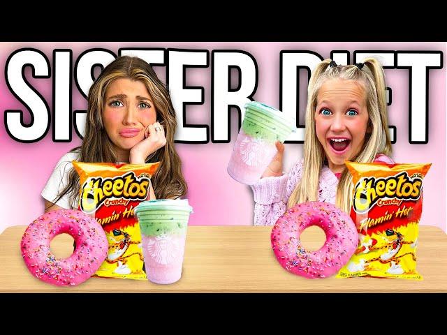 Copying My LiTTLE SiSTERS DiET for 24 HOURS!
