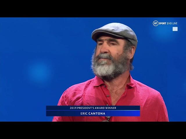 Eric Cantona gives a bizarre yet brilliant speech after picking up UEFA President's Award!