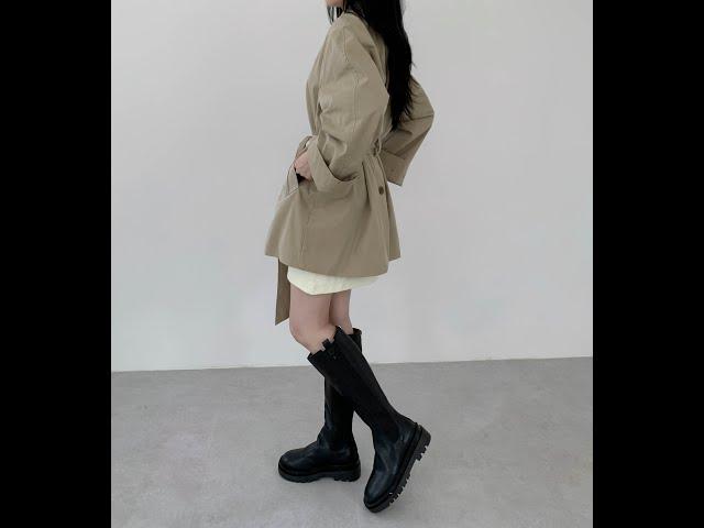 분위기있는 가을 트렌치 코디, 베를린 하프 트렌치 코트