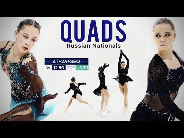 Quadruple jumps at Nationals 2023 - Petrosyan, Akatyeva, Valieva