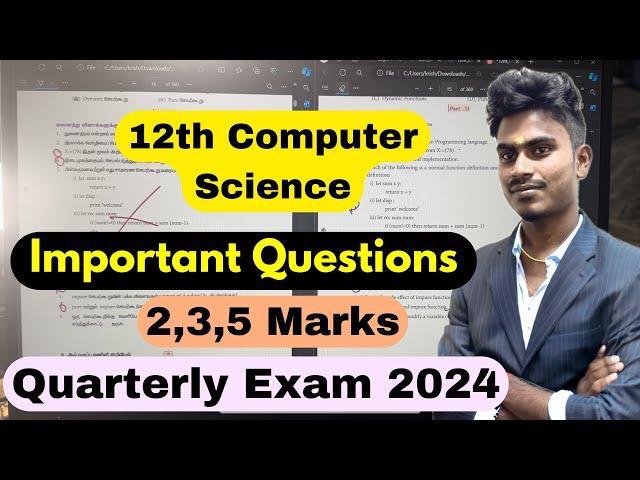 12th computer science important questions 2024 - 2025  | Public Exam 2025 | Quarterly Exam 2024