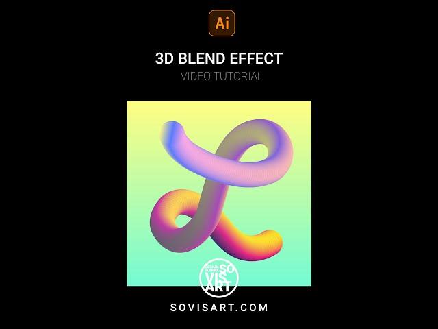 How to do 3D blend effect in Illustrator by Sovisart #Shorts