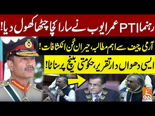 PTI Leader Umar Ayub Fiery Speech In National Assembly | Big Demand From Army Chief | GNN