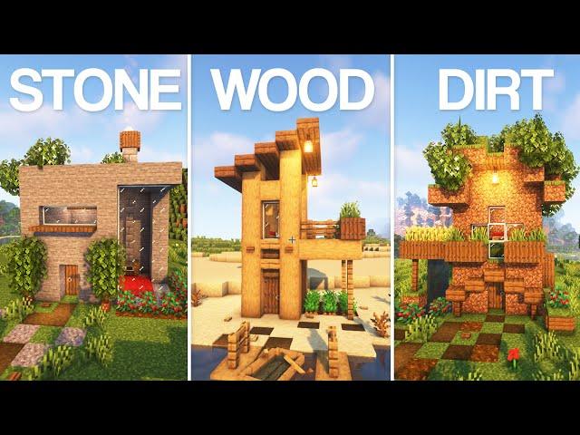 Minecraft: 3 Starter Houses with DIFFERENT Materials