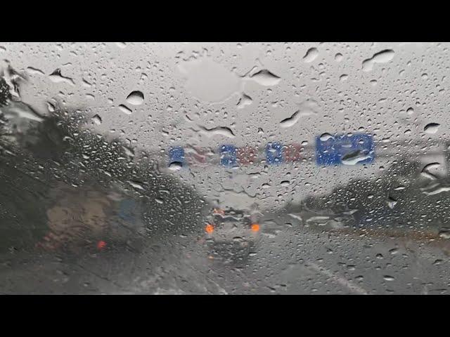 Driving in Heavy Rain with Thunderstorm Noise - Rain on Car - Rain Sounds for Sleeping or Relaxing