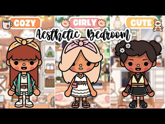 AESTHETIC BEDROOM IDEAS!  || COZY vs GIRLY vs CUTE || Toca Life World