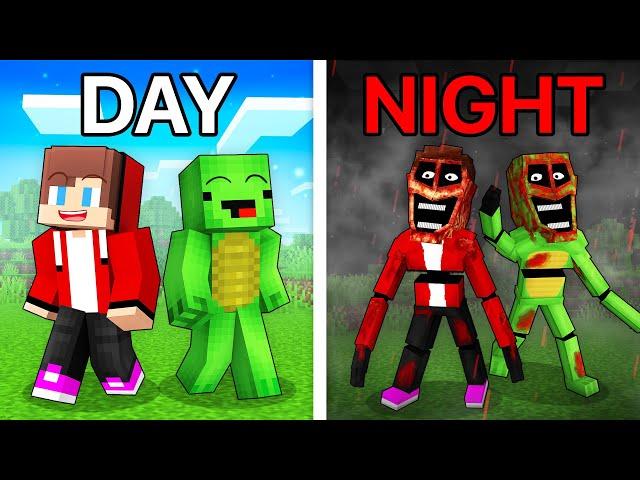 JJ and Mikey: DAY vs NIGHT Scary MIMIC Battle in Minecraft - Maizen