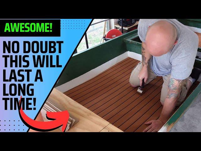 KXKZREN Boat Flooring EVA Foam Decking Sheet Faux Teak Marine Mat Non-Slip Self-Adhesive Flooring