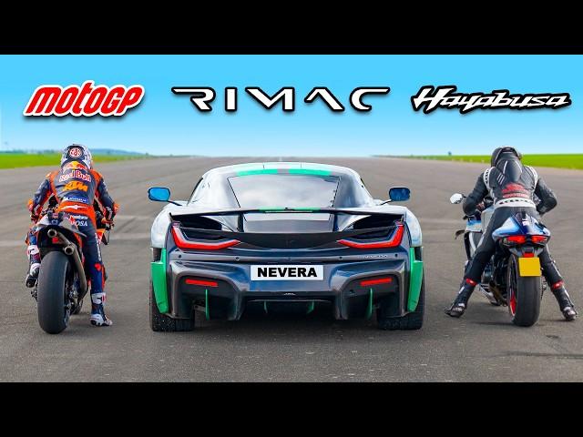 MotoGP Bike v Rimac Nevera v Turbo Hayabusa: DRAG RACE