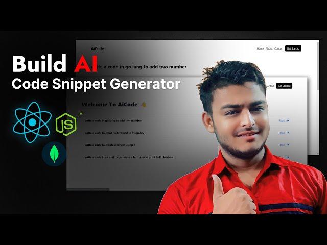 Build AI Code Snippet Generator using React, typescript , tailwind , Gemini Ai , MongoDB #trending