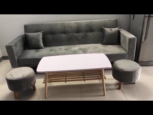 BỘ BÀN GHẾ SOFA BED GIƯỜNG XÁM NHUNG Ở THẾ GIỚI SOFA HCM