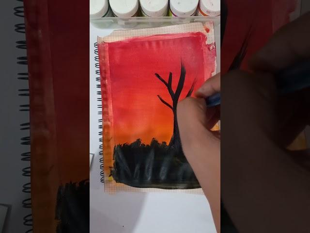 Easy way to paint a sunset / acrylic painting ideas for beginners