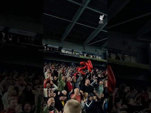 The away end at full-time 