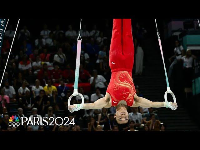 China's Liu Yang shows NEXT-LEVEL strength to defend men's rings title | Paris Olympics | NBC Sports