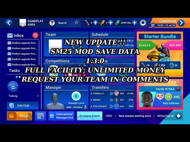 SM 25 mod save data v 1.3.0 FULL FACILITY + UNLIMITED MONEY #6