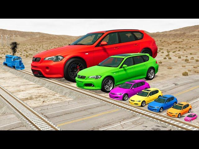 Small to Giant Cars vs Train and Rail - BeamNG.drive