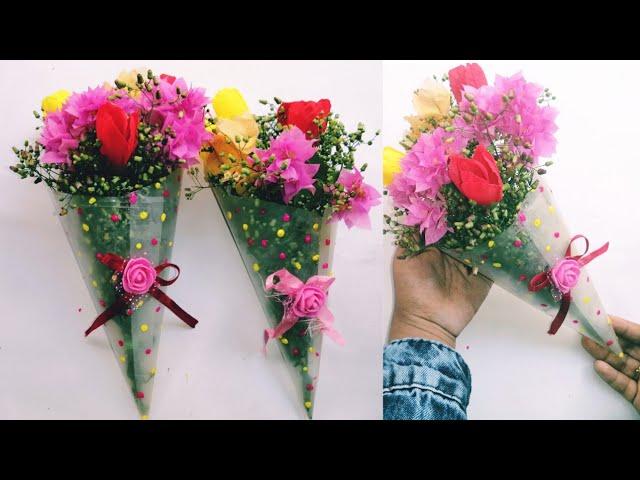 Flower Bouquet Making With Fresh Flower|DIY Cheap Craft  idea