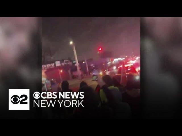 3 police cars had windows smashed during street takeover in Ozone Park, NYPD says
