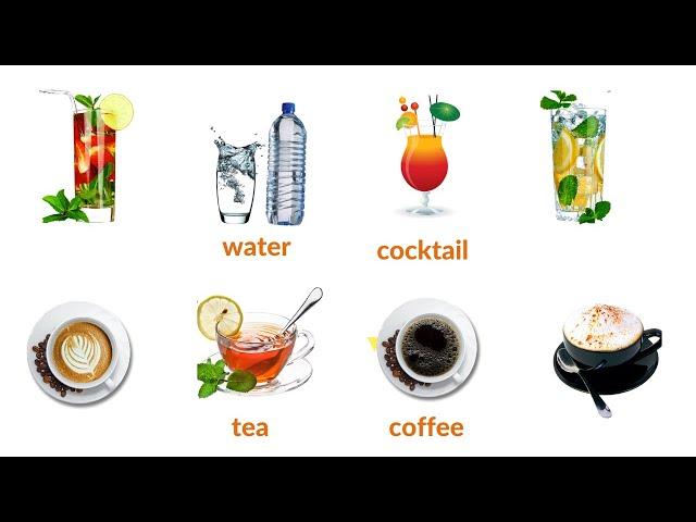 Names of Drinks and Beverages in English. Learn English Vocabulary.