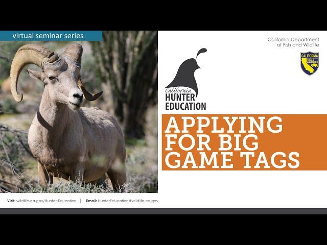 AHE 2021 Webinar #7- Applying for Big Game Tags