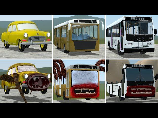 OLD AND NEW UPDATE: CAR EATER, BUS EATER, BUS EATER BUILDER VS ALL TREVOR HENDERSON BATTLE In GMOD!