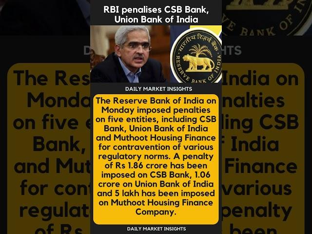 RBI penalises CSB Bank, Union Bank of India