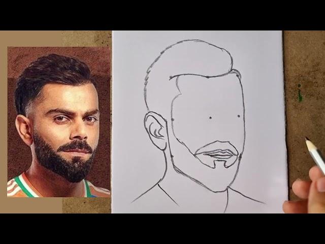 How to draw Virat Kohli Drawing Step by step