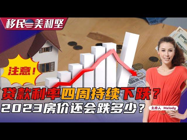 注意：贷款利率四周持续下跌？  2023房价还会跌多少？《移民美利坚》20221212 #贷款利率 #通货膨胀 #房价