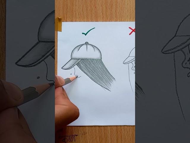 How to draw a girl with cap from 7 points #shorts #tutorial #girl