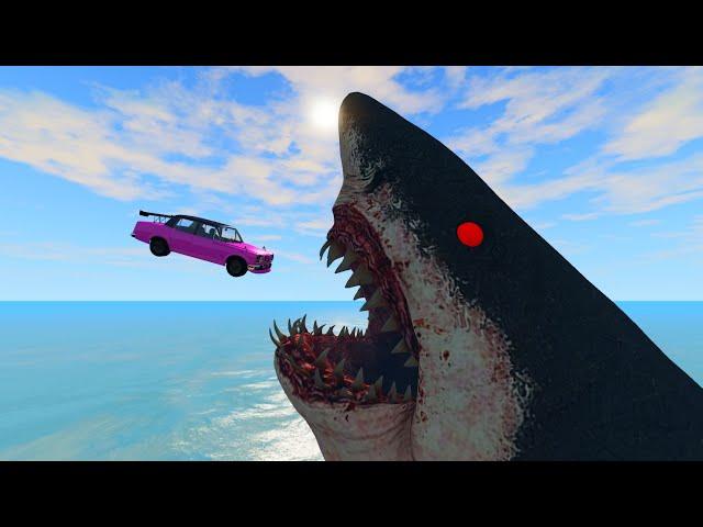 Beamng Drive - Cars Jump into Scary Sharks - Fun Stunts Jumps Crash Compilation