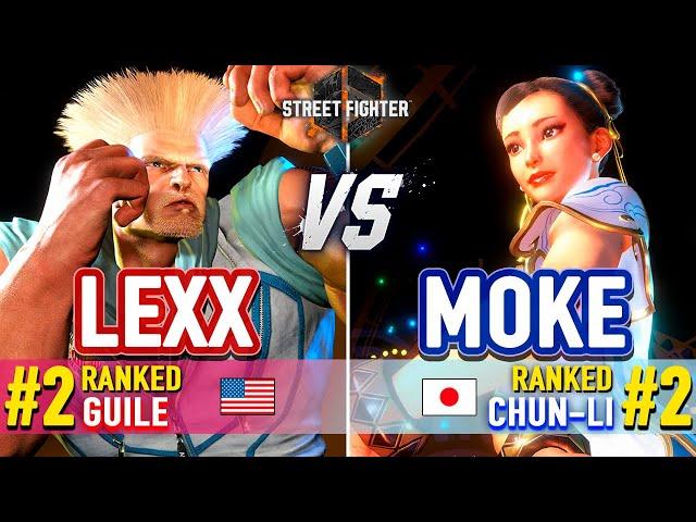 SF6  Lexx (#2 Ranked Guile) vs Moke (#2 Ranked Chun-Li) & CPU Level 5  SF6 High Level Gameplay