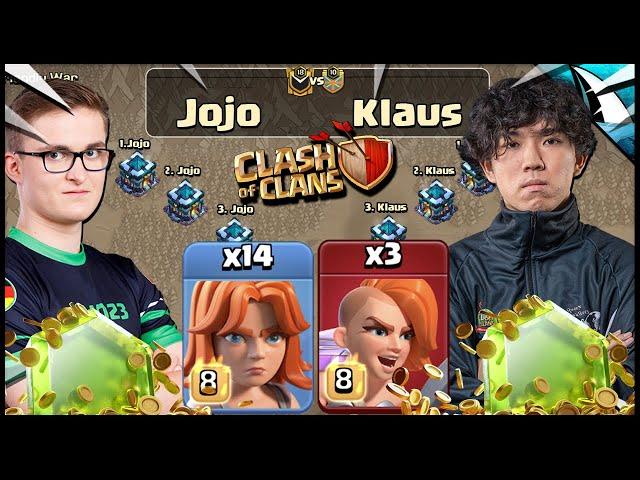 Klaus vs the World Champion, Jojo, with Mass Valks in Clash of Clans!