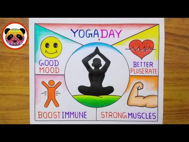 Yoga Day Drawing / International Yoga Day Drawing / Yoga Day Poster Drawing / Yoga Day Drawing Easy