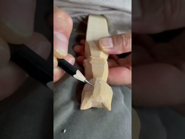 Carving small and cute cat sculptures #asmr#woodcarving