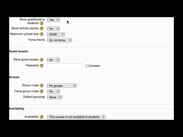 Moodle 2 Creating a Course and Course Settings