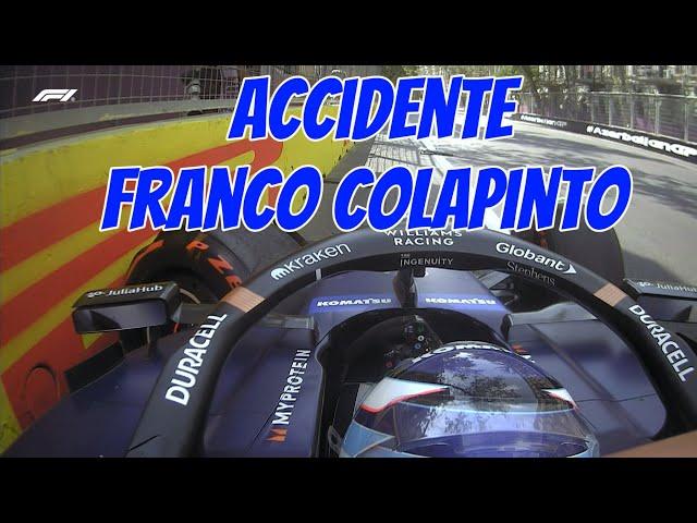 Accidente de Franco Colapinto en los Libres 1 de Bakú - Azerbaiyán F1