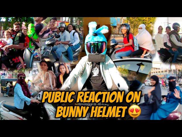 Public Reaction On Bunny Helmet   | Cute Girls Reaction ️