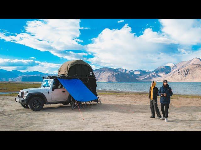 COUPLE Camping in PANGONG LADAKH [Nature ASMR, Lakeside Cooking & Unwinding in our Cozy Tent]