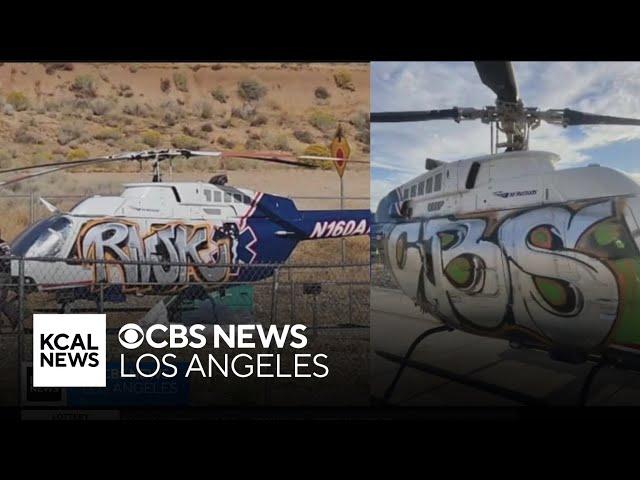 Rescue helicopter grounded after getting tagged by vandals in Hesperia