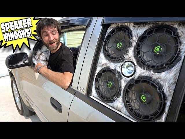 Installing Car Speakers IN THE WINDOW w/ Custom Sealed BOX | How To Build & Install MINI Stunt Wall!