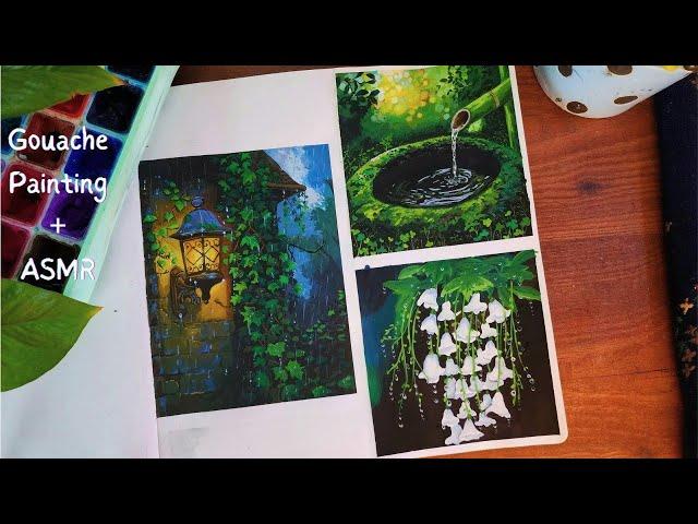 Easy Gouache Landscape Painting Ideas + Relaxing ASMR | cozy painting video